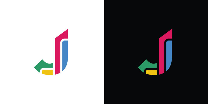 Modern and colorful letter J initials logo design
