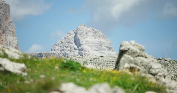 Peak at the Tre Cime di Lavaredo in the Sexten Dolomites, Italy