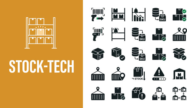 Stock tech icons highlight automated logistics and digital systems.