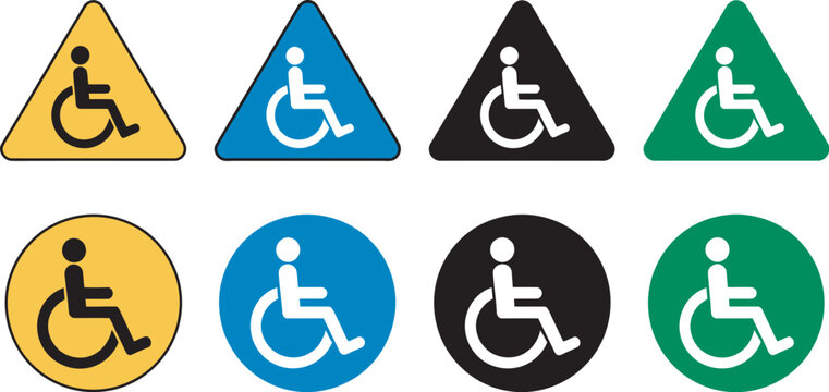 Wheelchair Accessibility Symbols &ndash; Round and Triangle ADA Sign Set