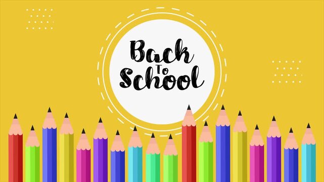 Creative pencils border for school admission. Back to school concept. Full length Icon animation illustration. High quality&nbsp;4k&nbsp;footage