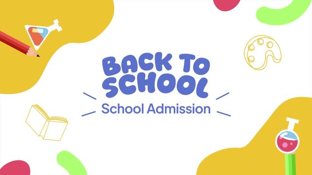 Modern template for school registration promotion. Back to school concept. Full length Icon animation illustration. High quality&nbsp;4k&nbsp;footage