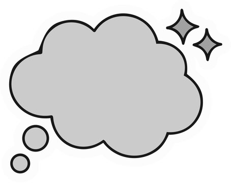 Filled Cloud Thought Bubble with Sparkle and Circles