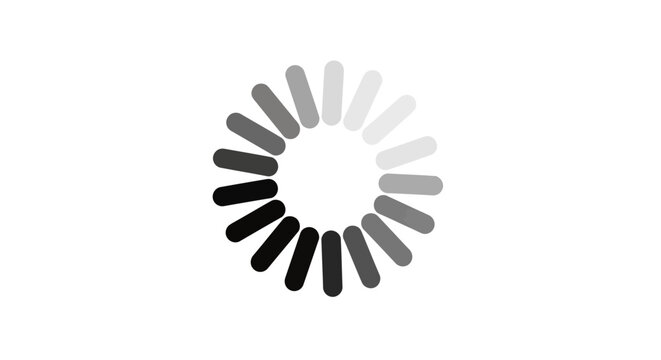Circular loading spinner icon in grayscale for user interface design and animation.
