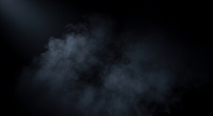 Fototapeta premium Smoke swirls softly against a dark and moody black background.