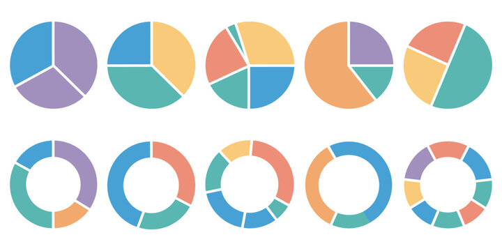 Circle Division Infographic Icon Vector Illustration, Featuring Pie Chart Segments with Color Ring and Donut Diagram Elements.