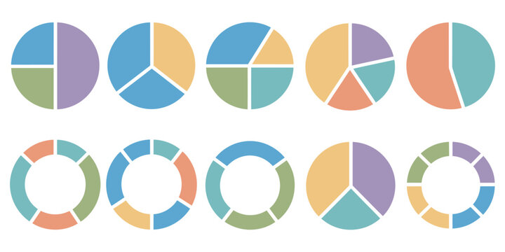 Circle Division Infographic Icon Vector Illustration, Featuring Pie Chart Segments with Color Ring and Donut Diagram Elements.