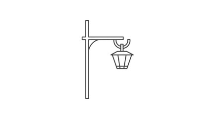 Obraz premium Vintage Street Lamp Post Icon, Classic Outdoor Lighting Fixture Silhouette