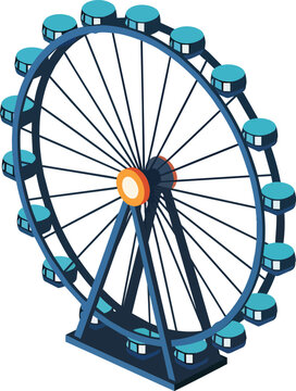 Isometric Ferris Wheel Vector Illustration for Amusement Park Theme