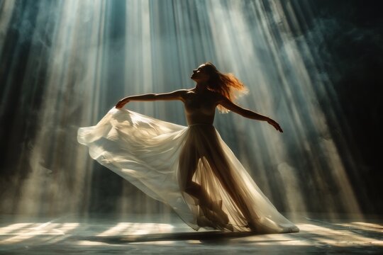 On the stage, the dancer moves with grace
