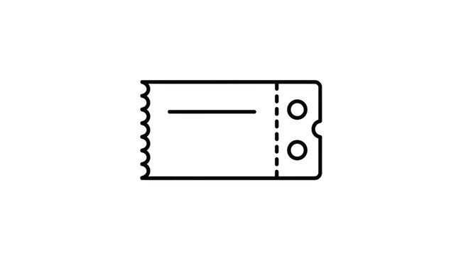 Simple Line Icon of a Ticket with Perforated Edge and Two Holes