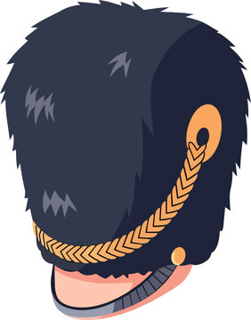 British Royal Guard Bearskin Hat Vector Illustration with Gold Strap