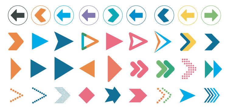 Colorful Arrows Vector Illustration, Featuring Professional Bullet Points and Minimalist Pointer Symbols for Technology Design.