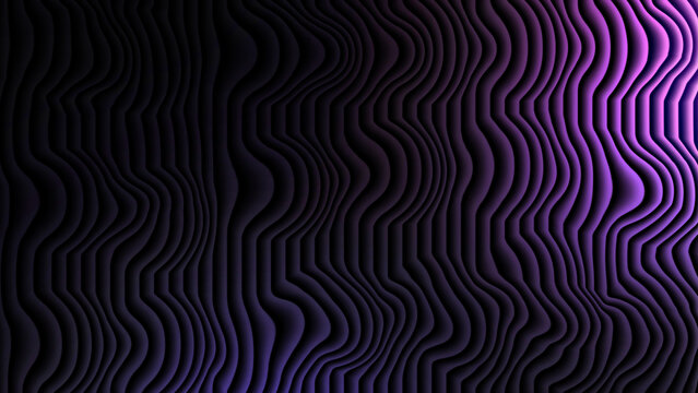 Abstract wavy lines background with gradient purple and black