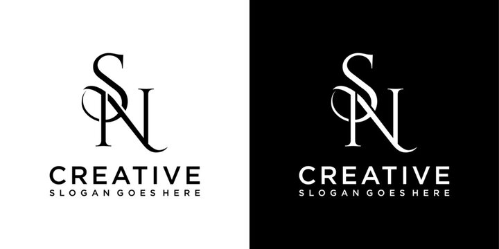 SN or NS initial letter logo design vector