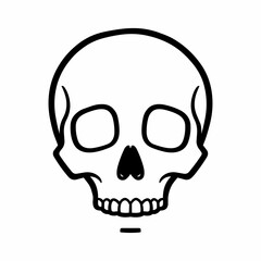 Fototapeta premium Stylized skull graphic in black outline on white background, simple illustration for design.