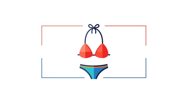 Red Bikini Icon Flat Design Vector Illustration Isolated on White Background