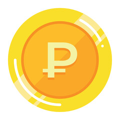Obraz premium Gold coin with ruble symbol 