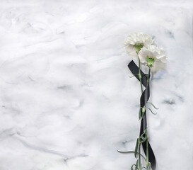 Obraz premium White Carnations and Black Ribbon