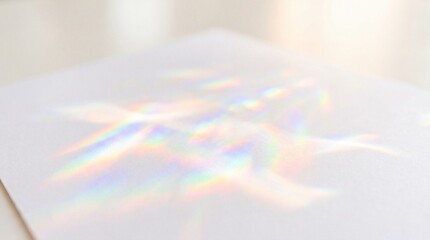 Obraz premium Aesthetic Prism Rainbow Light Leak on White Paper Surface