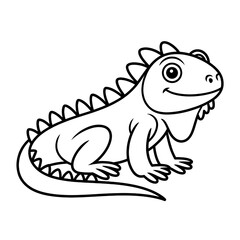 Fototapeta premium Cute Cartoon Lizard with Spiky Back: Playful Coloring Page for Kids' Art and Educational Fun