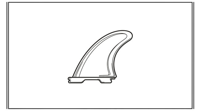Surfboard Fin Outline Drawing, Surfing Equipment Icon, Vector Illustration