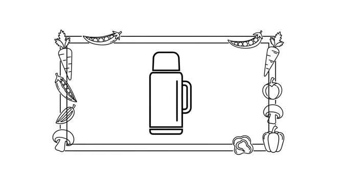 Thermos Flask with Vegetable Border Illustration