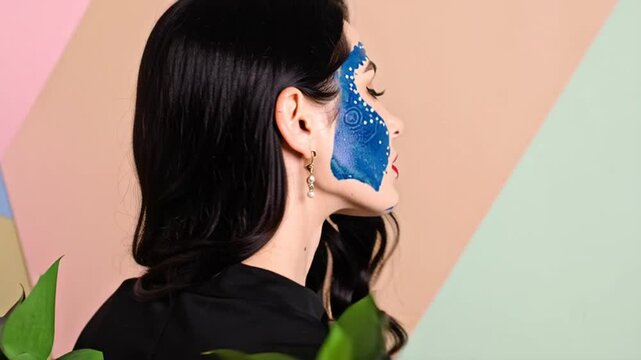 Woman with Creative Face Art.