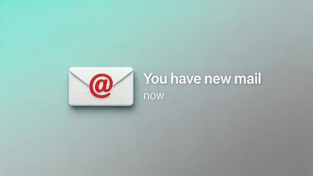 New mail notification envelope icon with at symbol on gradient background