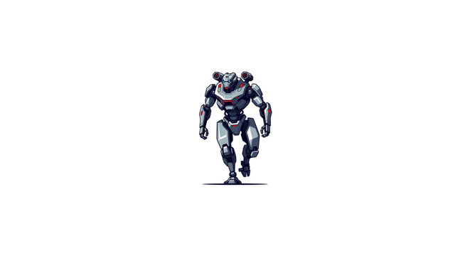 Futuristic humanoid robot walking forward with advanced technology design.