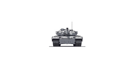 Front view of a modern military tank isolated on white background. © MzBee