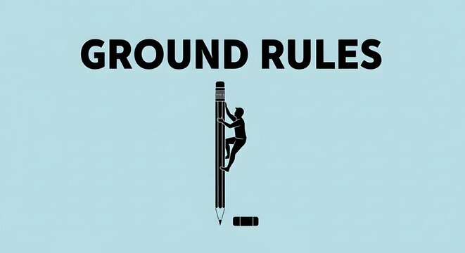 Minimalist graphic illustration of ground rules with a pencil