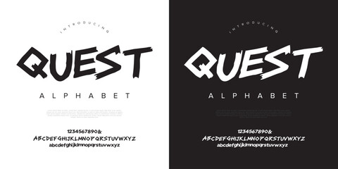 Quest Dynamic Action Brush Alphabet Font with Sharp Handpainted Stroke for Sports Branding Logo © happy