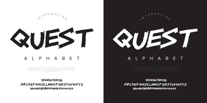 Quest Dynamic Action Brush Alphabet Font with Sharp Handpainted Stroke for Sports Branding Logo