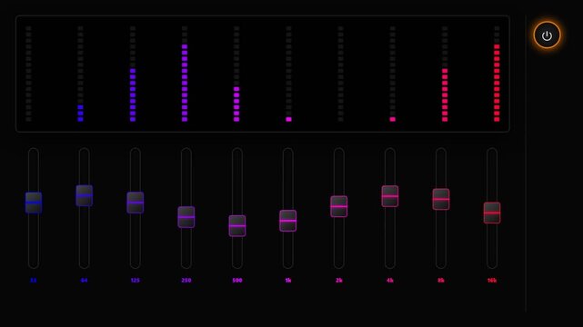 Digital audio equalizer bars and sliders