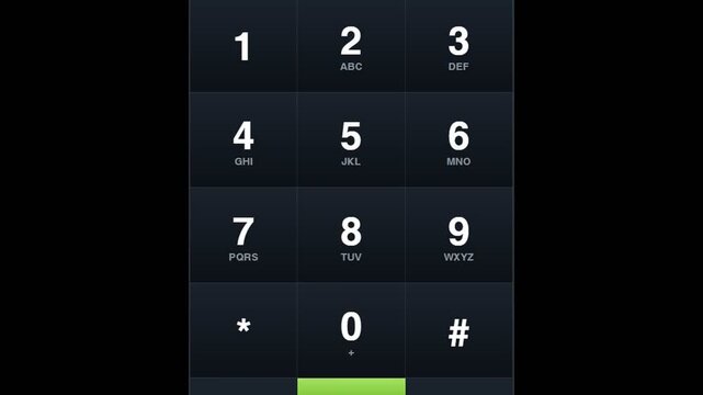 Dialing phone keypad numbers on screen