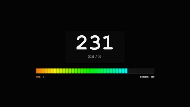 Digital Speedometer 0 km/h Black Background