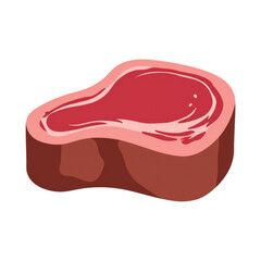 Fototapeta premium Porterhouse steak flat vector isolated on transparent