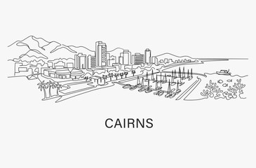 Obraz premium Flat Design one line without breaking the Cairns city.