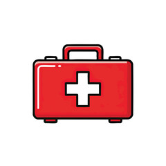 Obraz premium Cartoon Style First Aid Kit Illustration.