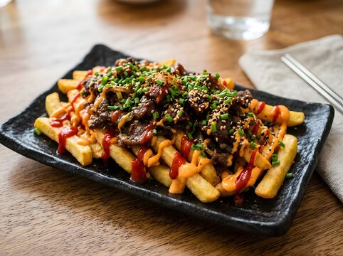 Eidul adha canadian food clipart loaded fries with beef and spicy mayo