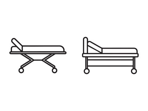 Hospital beds with adjustable backrests on wheels for patient care and comfort in medical settings