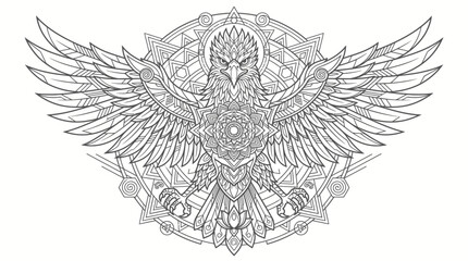 Fototapeta premium Intricate Eagle Mandala Tattoo Design - Geometric Spirit Animal Art