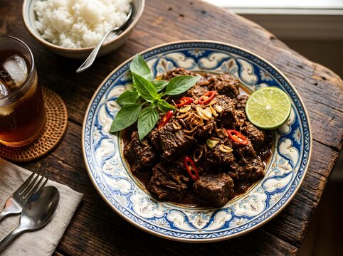 Eidul adha canadian food rendang beef dish clipart for festive celebrations