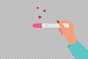 Vector illustration of hand holding a positive pregnancy test kit with heart symbols, concept of pregnancy confirmation, motherhood, and joyful family planning  © Sohag sarkar