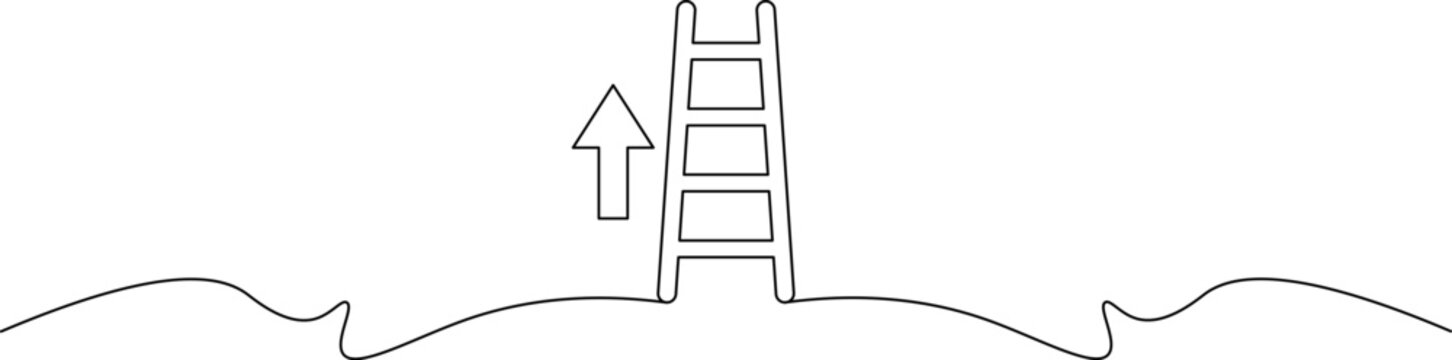 A simple line drawing of a ladder leading up to success