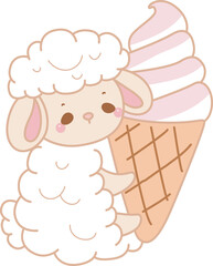 Naklejka premium Cute sheep hand drawn emotes icon. Baby sheep illustration activites. Funny sheep clip art elements.