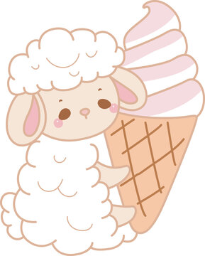 Cute sheep hand drawn emotes icon. Baby sheep illustration activites. Funny sheep clip art elements.