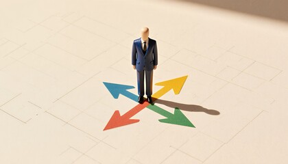 Fototapeta premium Decision-making concept with figurine in a business scenario