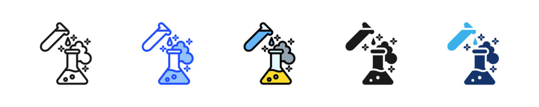 Chemical Reaction Icon Collection With Multiple Styles